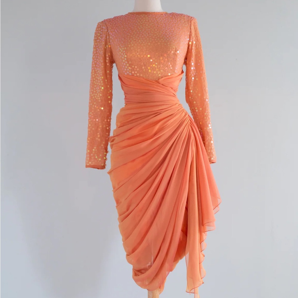 Vintage 1980's Tangerine Dream Dress by Tadashi / small 🍊🧡